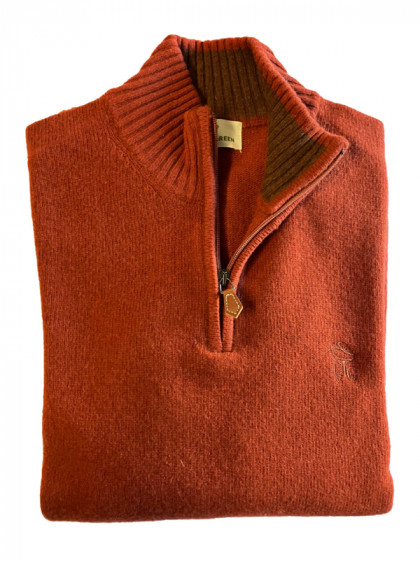 Pull col zippé Lambswool Lovergreen