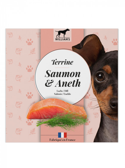 Terrine pour chien saumon/aneth 80g William's