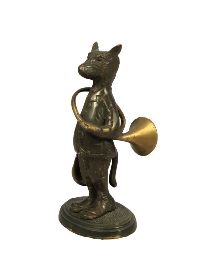 Statuette Bronze Renard et sa trompe de chasse